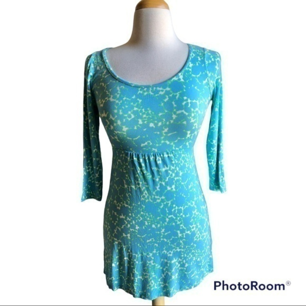 Boden blue and green quarter length sleeves mini dress 2